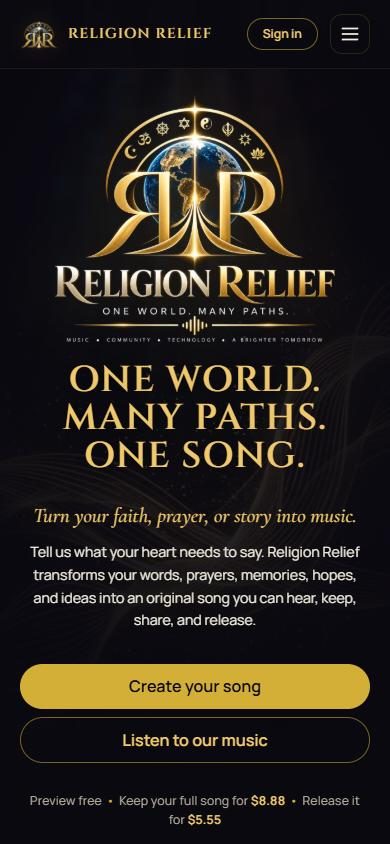 Screenshot of Religion Relief